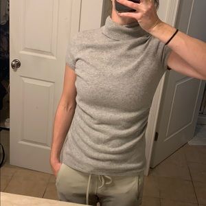 Ann Taylor cashmere gray short sleeve turtleneck